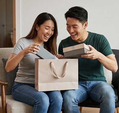 couple open gifts