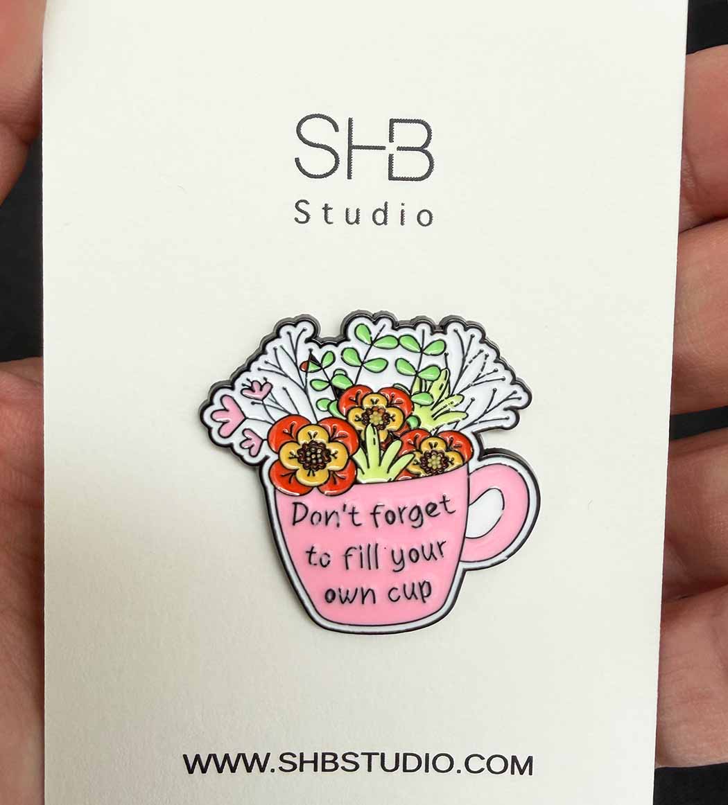 pin badge gift flower cup