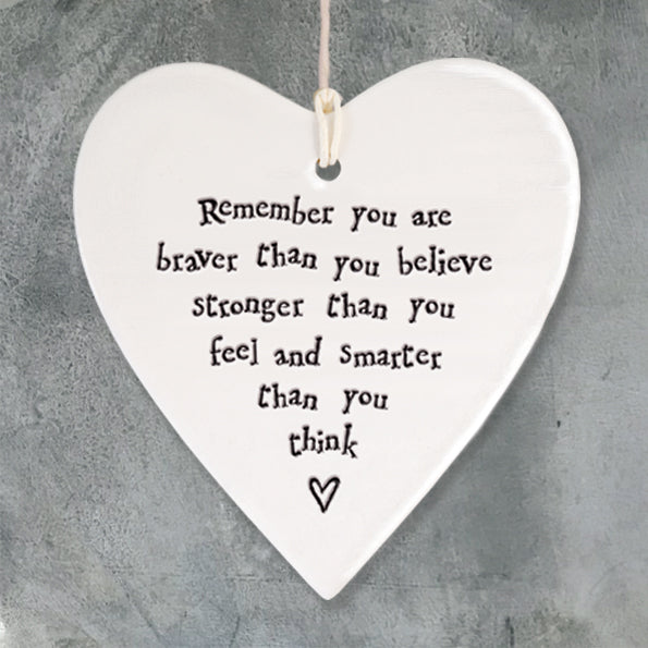 porcelain heart with meaningful text.