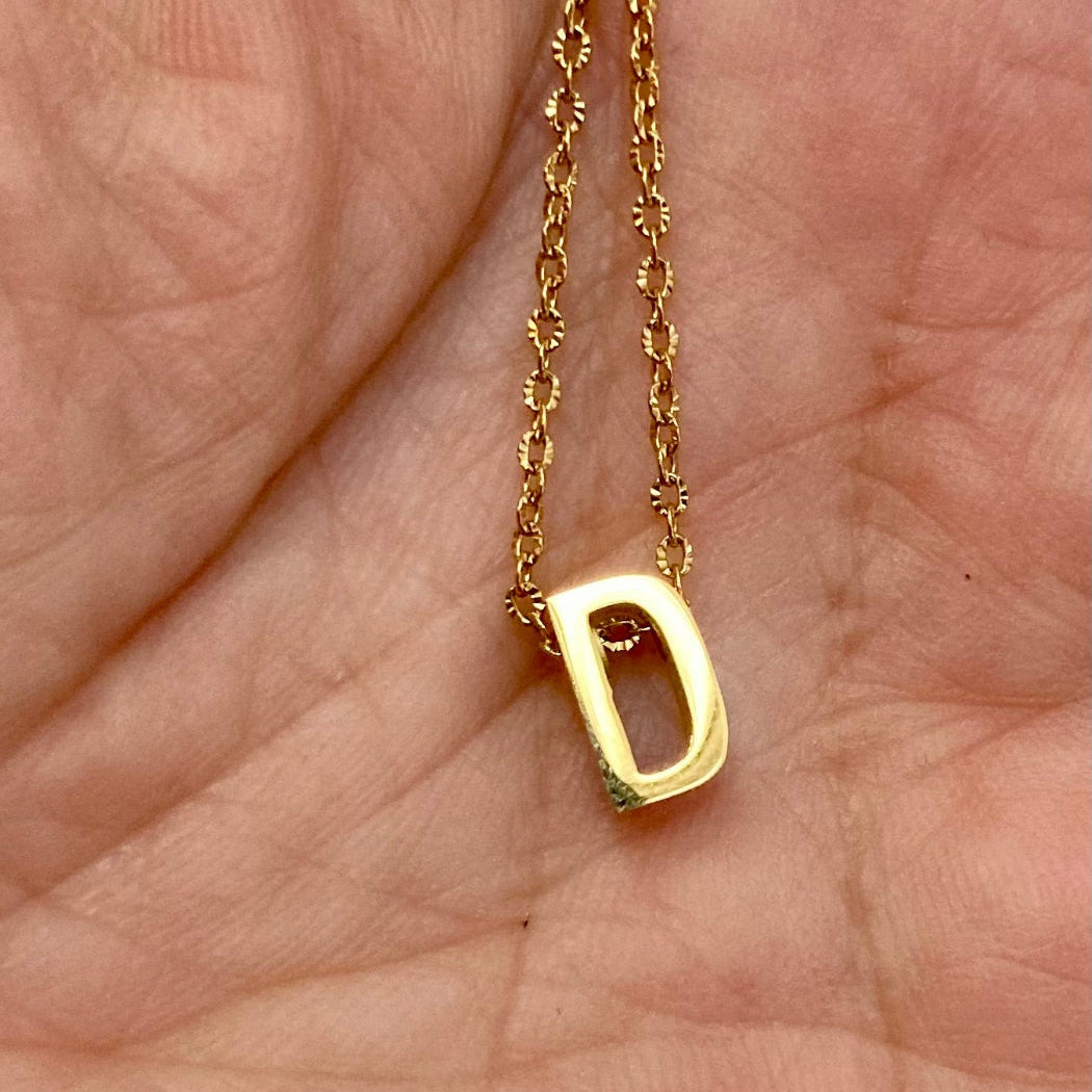 Letter D Gold Pendant 