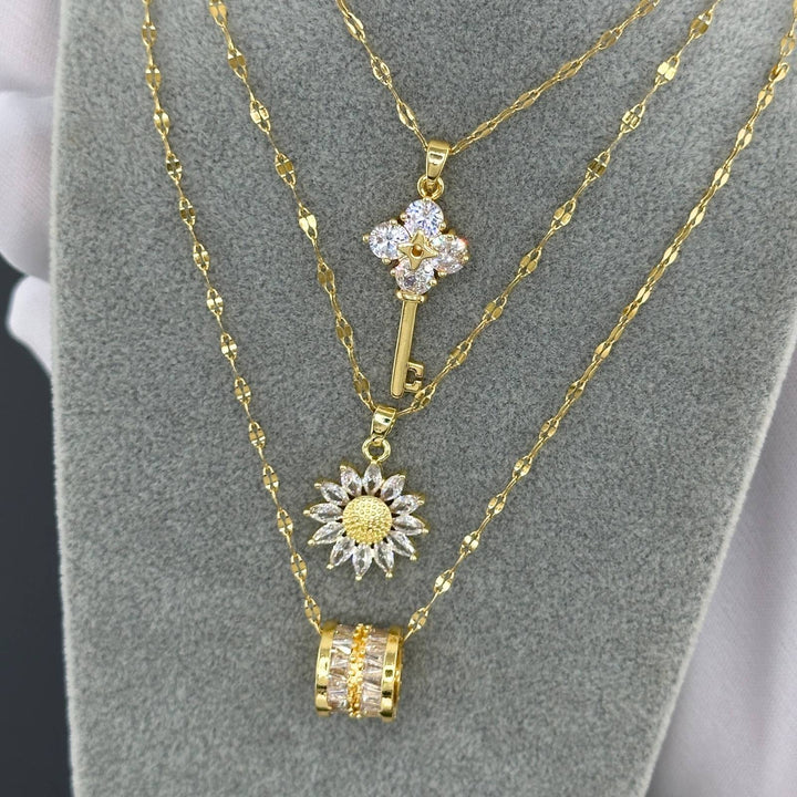Golden Crystal Barrel Necklace 1