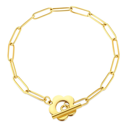 Floral Gold Chain Bracelet | SHB Studio Elegant Gift Jewellery | Waterproof Modern Bracelet for Her
