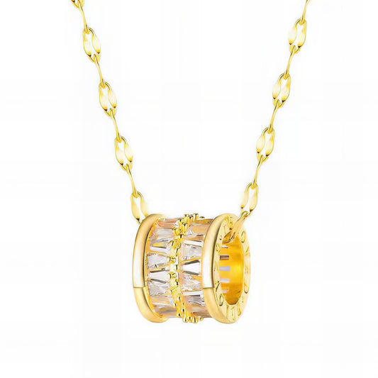 Golden Crystal Barrel Necklace | Luxurious SHBS Studio Gift | Waterproof Statement Jewellery for Her