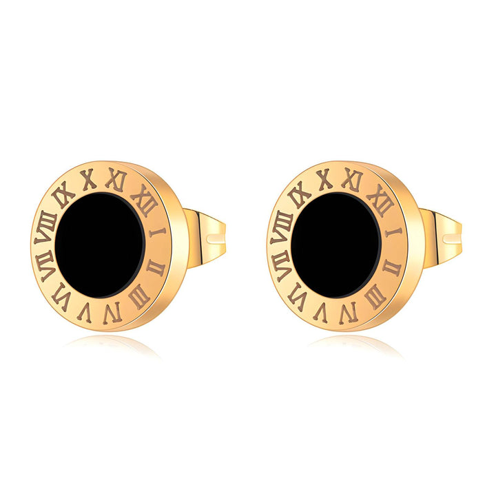 Roman Numeral Gold Stud Earrings