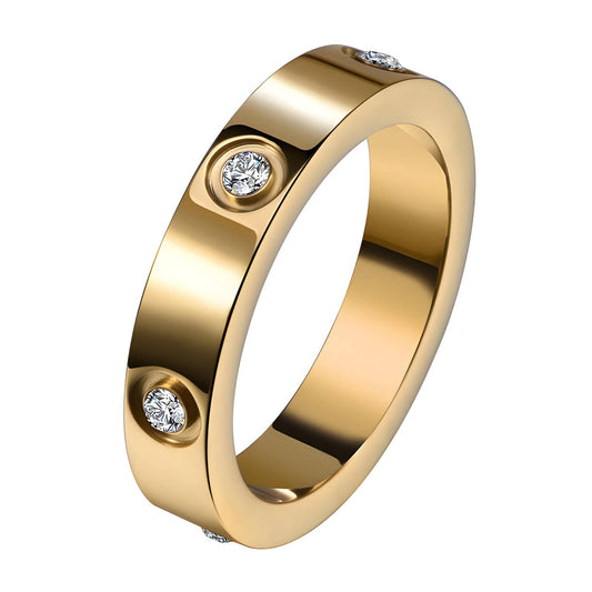 Elegant Gold Stone Ring | SHB Studio Waterproof Jewelry Gift | Timeless Bold Band for Her