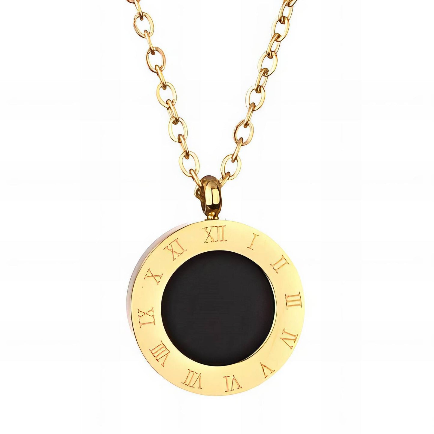 Timeless Gold Circle Pendant Necklace | Black & Gold Waterproof Jewellery for Everyday Elegance