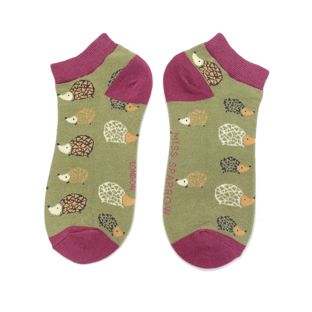 Hedgehogs Trainer Socks Olive.