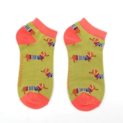 Parisian Pups Trainer Socks Olive 1