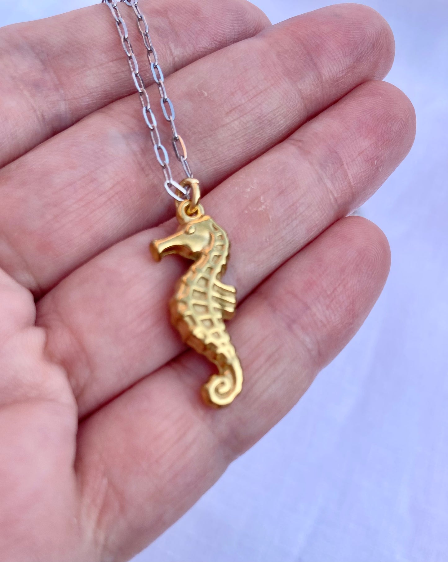 Gold Seahorse Necklace – Coastal Charm Pendant