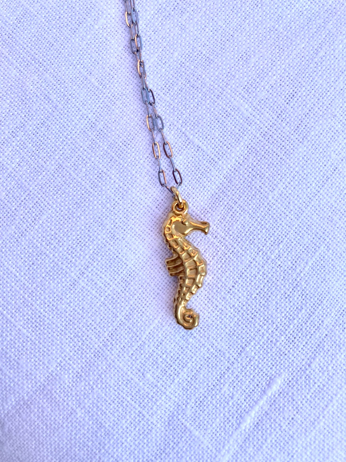 Gold Seahorse Necklace – Coastal Charm Pendant