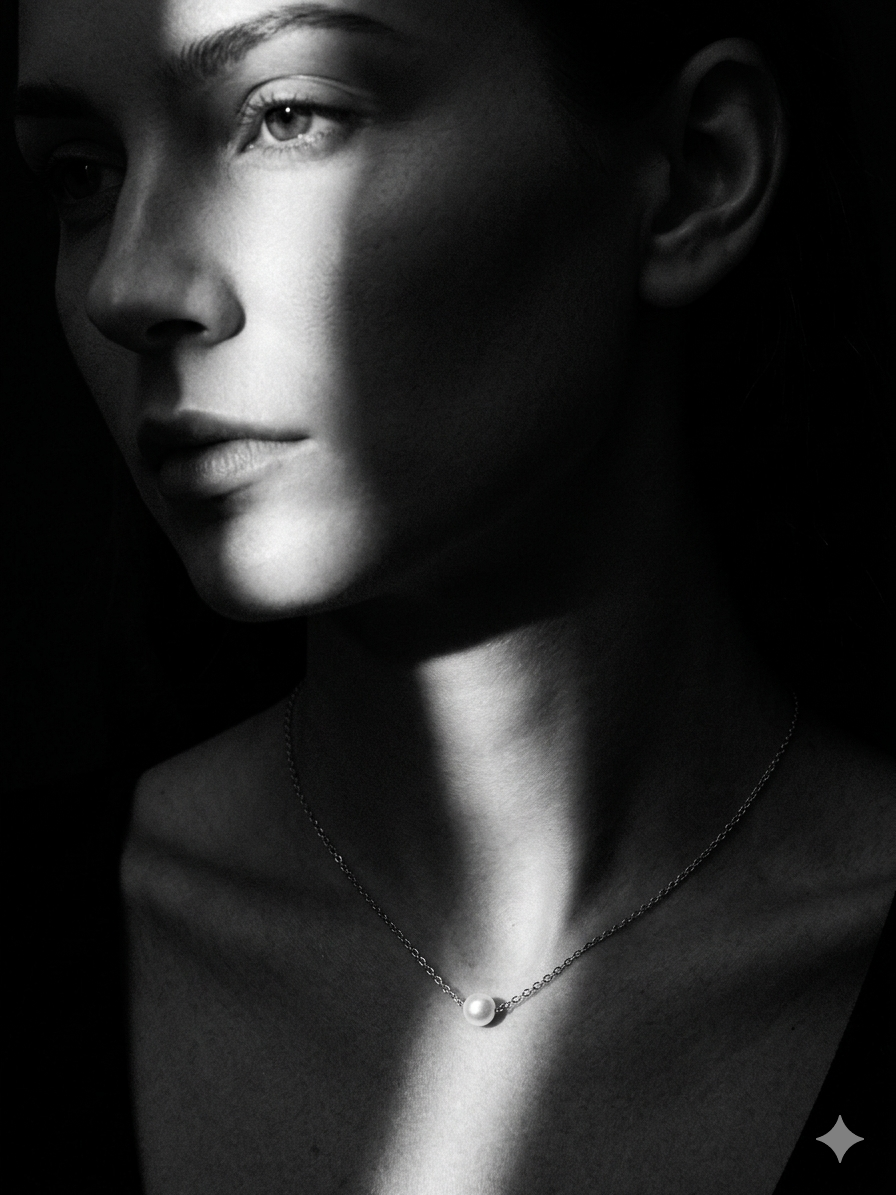 Minimal Pearl -Silver-Gold Necklace, Stainless Steel - Anti Tarnish
