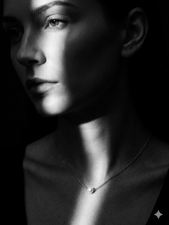 Minimal Pearl -Silver-Gold Necklace, Stainless Steel - Anti Tarnish