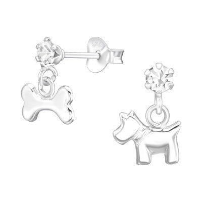 Dog & Bone Silver Stud Earrings Studs- SHBstudio