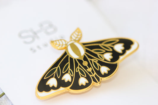 Black and Gold Moth Brooch