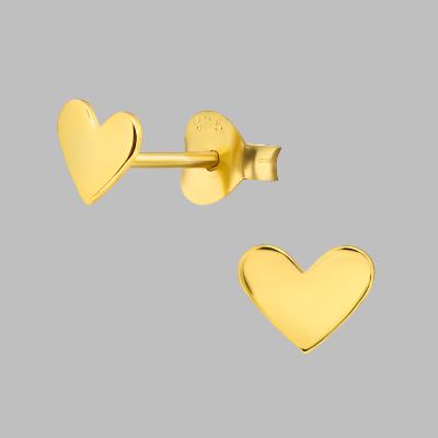 Gold Heart Studs- 925 Sterling Silver -ESS12