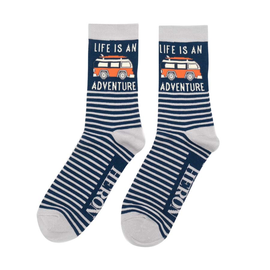 Mr Heron Bamboo socks -Men’s Adventure Van Socks Navy