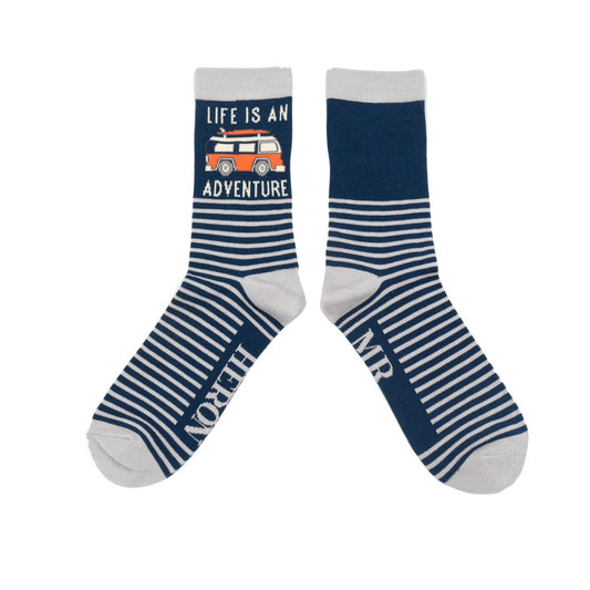 Mr Heron Bamboo socks -Men’s Adventure Van Socks Navy