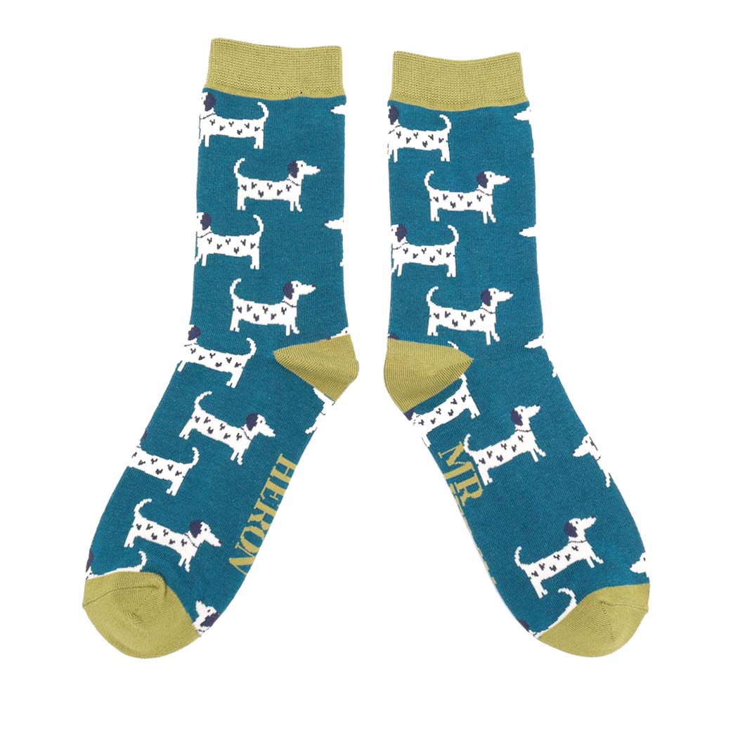 Mr Heron - Men’s Bamboo Socks – Dogs Socks Teal