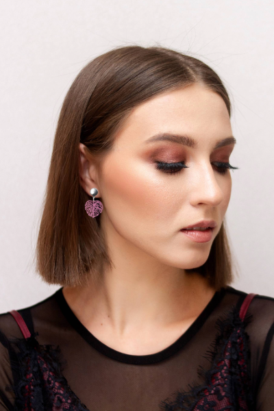 Pink Tropical Monstera Leaf Drop Earrings