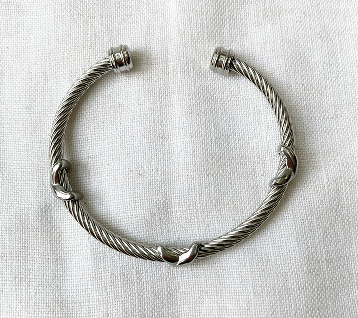 Silver Cable Cuff Bracelet – Stainless Steel Bangle for Everyday Strength 4