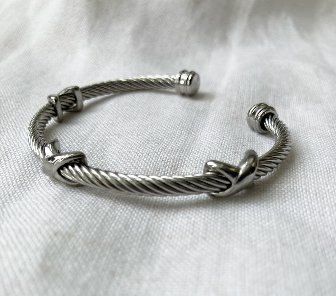 Silver Cable Cuff Bracelet – Stainless Steel Bangle for Everyday Strength 6