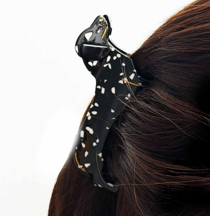 Cute Dog Hair Claw Clip – Black Spotted Dachshund Design | SHB Studio