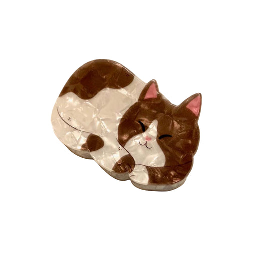 brown and white cat hair claw.