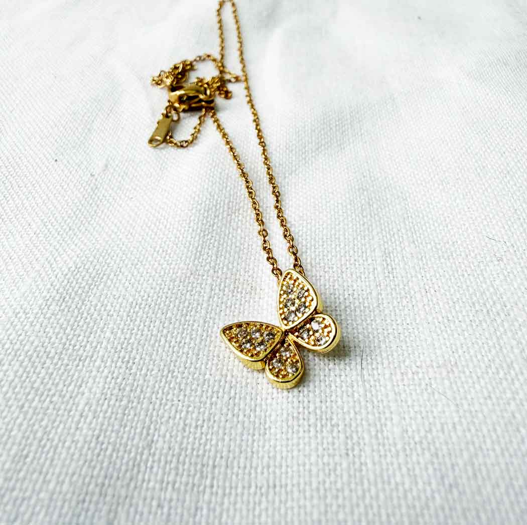 Gold Butterfly Necklace – Waterproof &amp; Hypoallergenic | Dainty Everyday Jewellery Gift