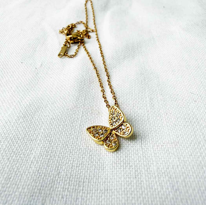 Gold Butterfly Necklace – Waterproof &amp; Hypoallergenic | Dainty Everyday Jewellery Gift