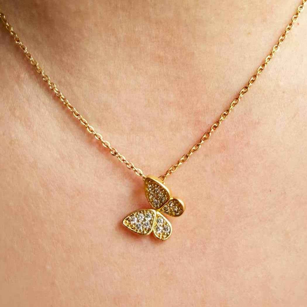 butterfly necklace gold plated.