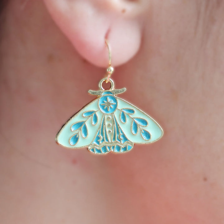 butterfly earrings light green dangle style