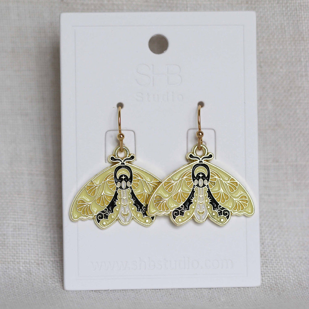 Yellow Moth Earrings
