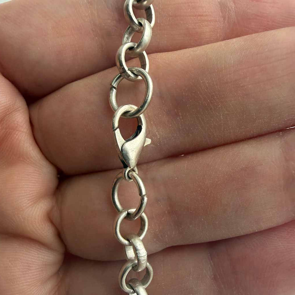 antique colour silver chain necklace