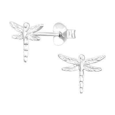 Sterling silver dragonfly stud earrings