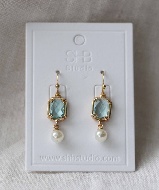 Light Blue Earrings and  Pearl