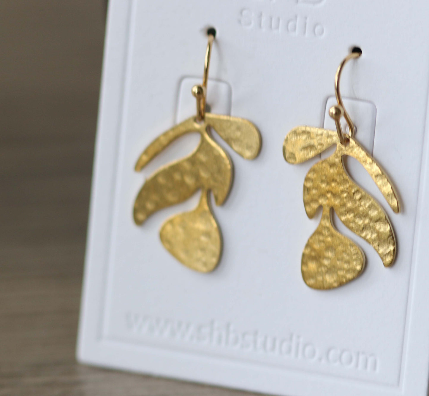 Leaf Gold Hook Earring
