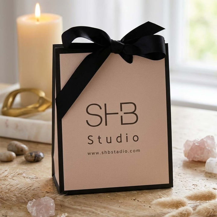 Gift bag with black ribbon and &