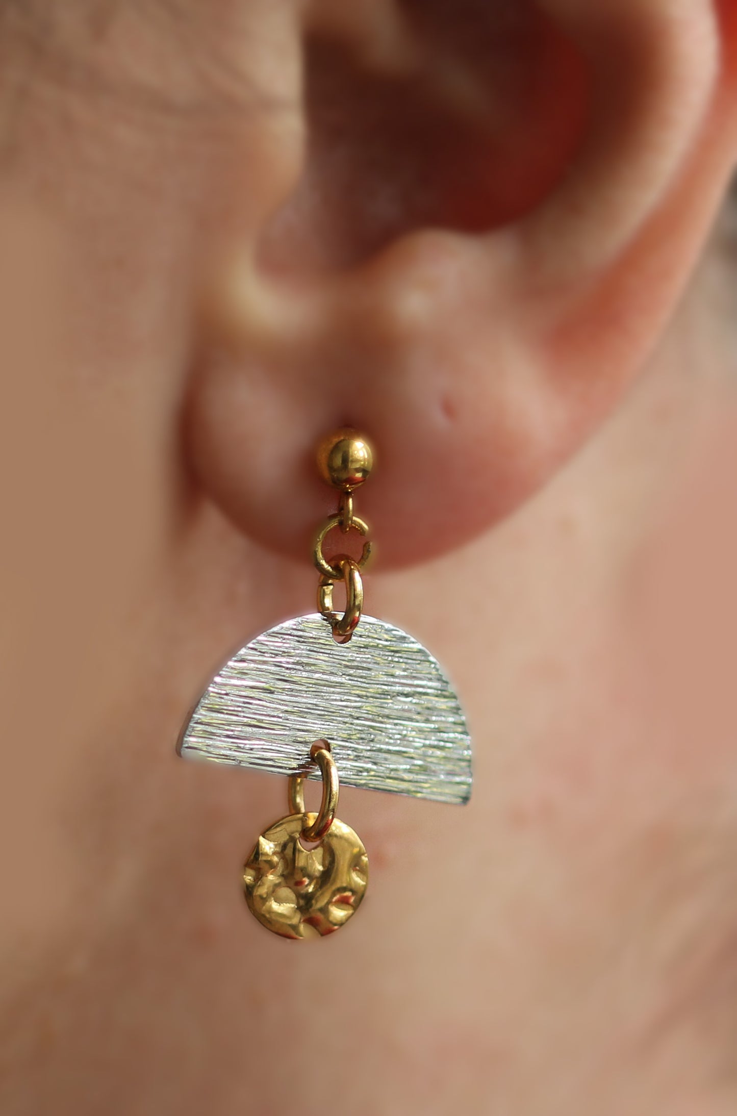 Raw Brass Half Circle Earrings