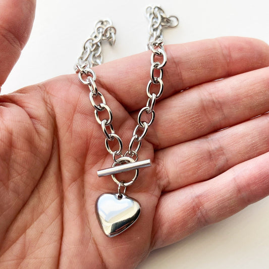 Heart Necklace, Stainless Steel Waterproof and Hypoallergenic