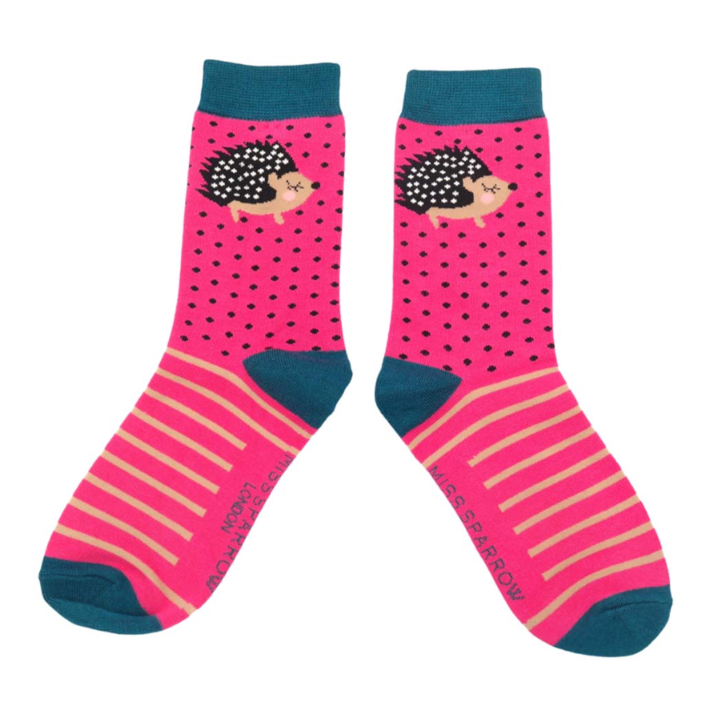 Little Hedgehogs Socks Hot Pink | SHB Studio