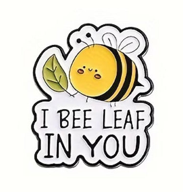 Cute Bee Pin Badge | "Bee Mine", "Let It Bee" &amp; "I Bee Leaf In You" Enamel Pins