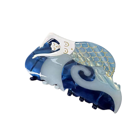 mermaid blue and white hair cliawa light gray background.