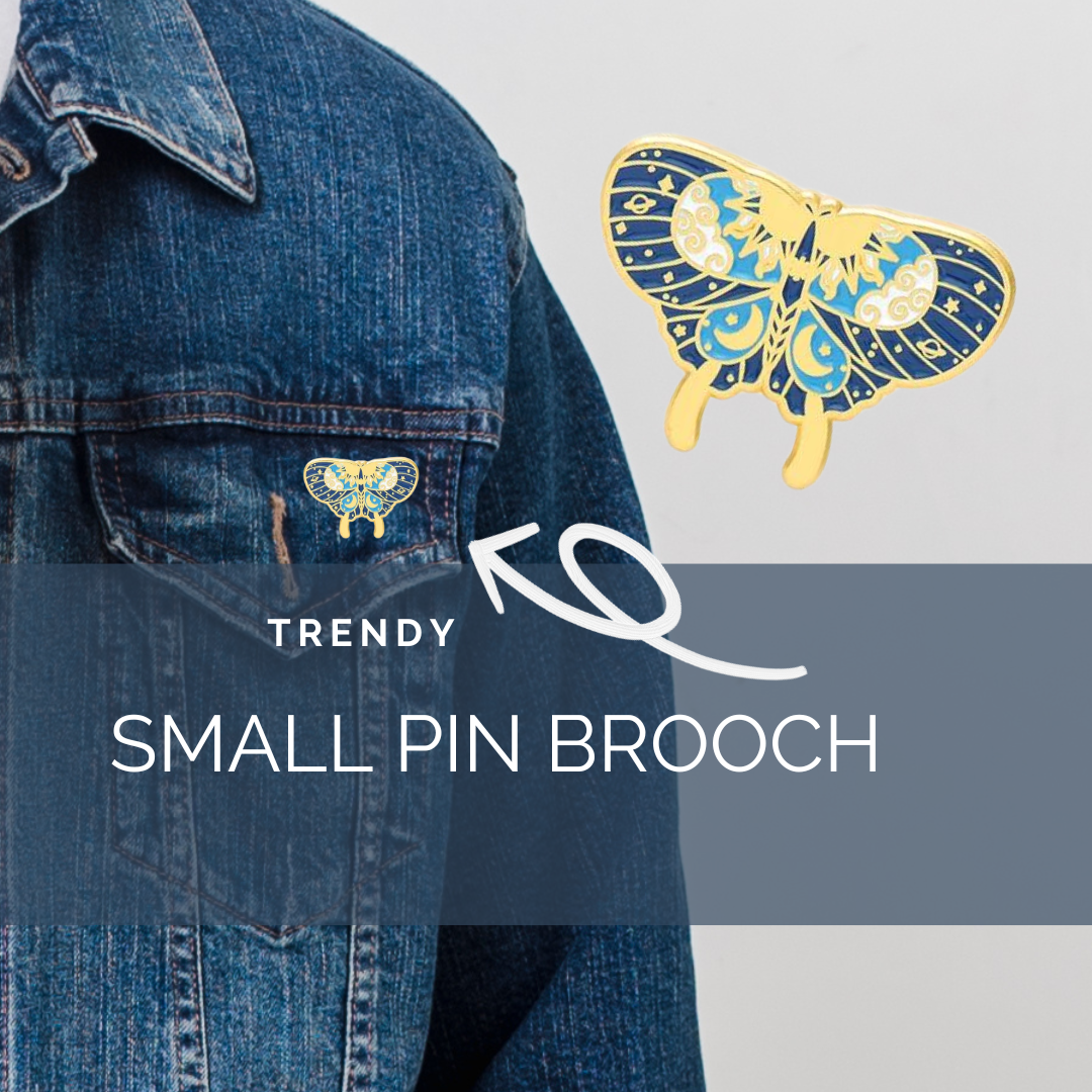 Blue Moth Brooch Pin