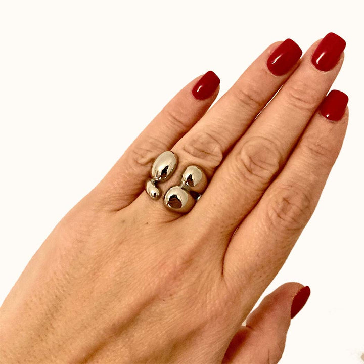 Geometring Silver Ring - Stainless steel- Waterproof &amp; Hypoallergenic