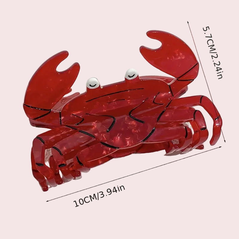 Red crab-shaped object with measurements on a white background