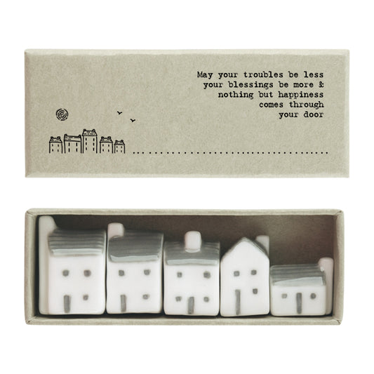 Miniature Porcelain Street Set with Inspirational Quote Box - 5 Pieces