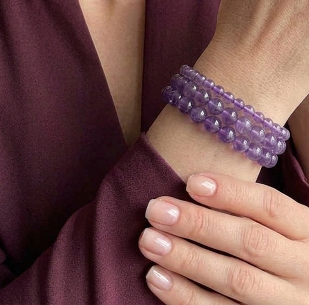 Natural Amethyst Bracelet Set (3pc) | Healing Crystal