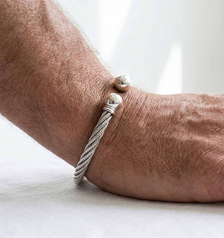 Silver Cable Bangle – Stainless Steel Silver