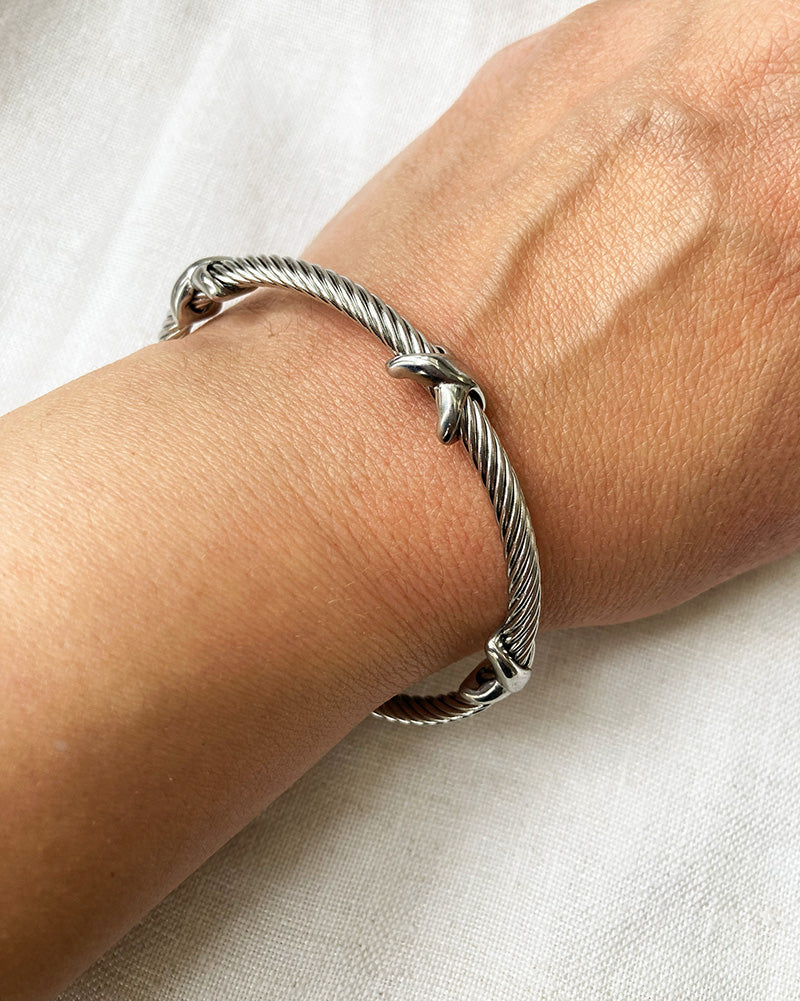 Silver Cable Cuff Bracelet – Stainless Steel Bangle for Everyday Strength
