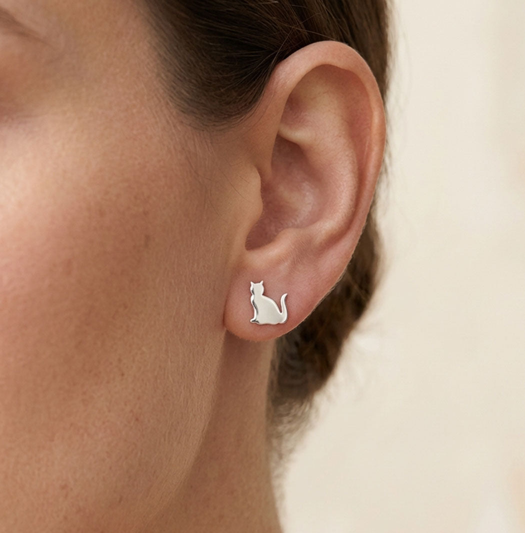 sterling silver small cat studs